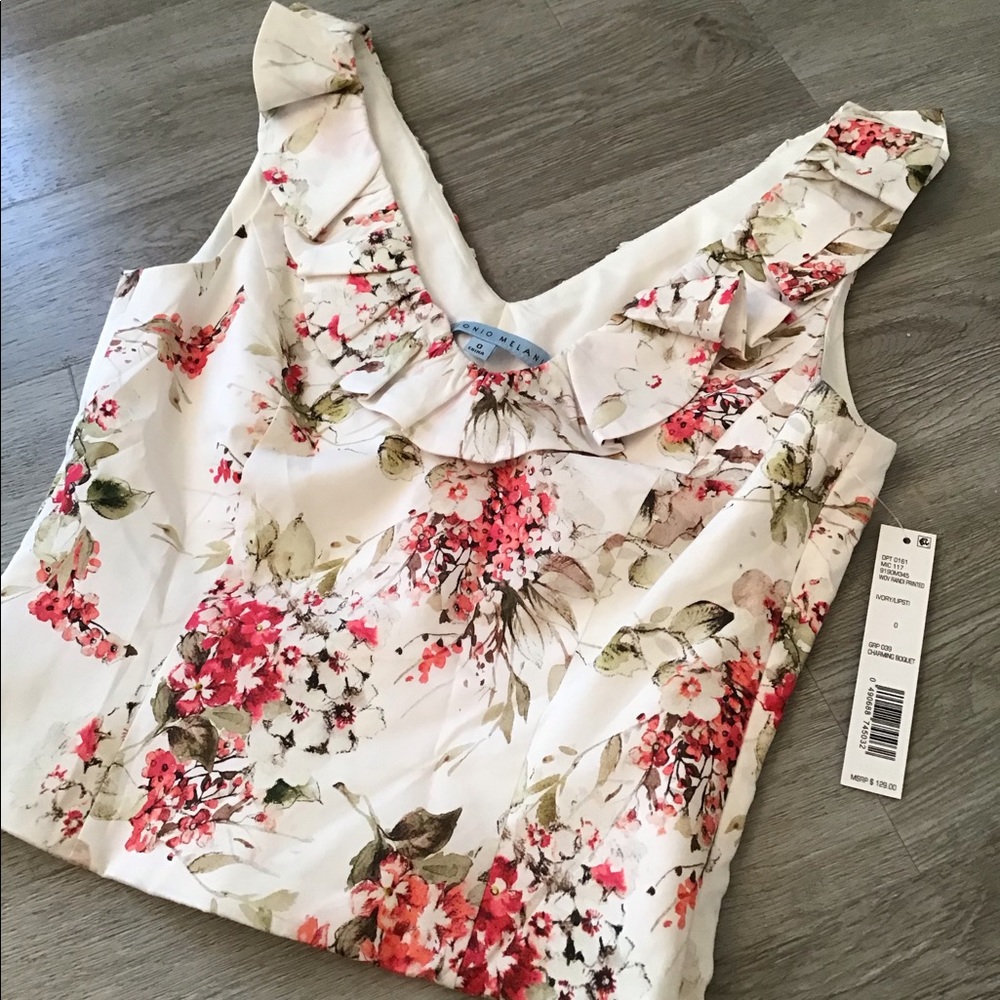 Antonio Melani NWT Ruffled Floral Top - Picture 1 of 7